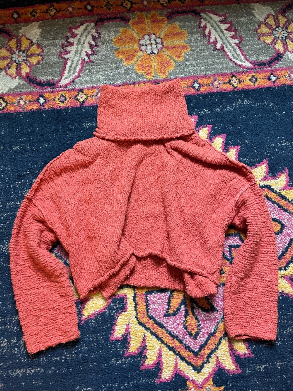 Free People Cropped Cowl Neck Sweater - Coral